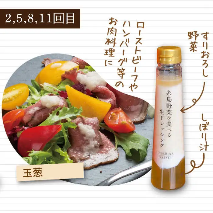 【全12回定期便】糸島野菜を食べる生ドレッシング 3本 × 3種 詰め合わせ セット （ 人参 / 玉葱 / ルッコラレモン ） 糸島市 / 糸島正キ [AQA034]