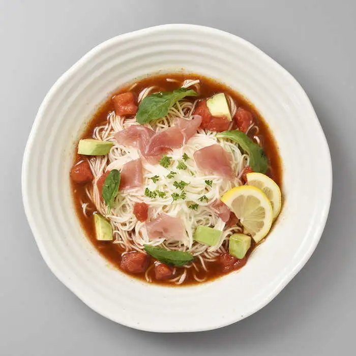 トマトバジルそうめん 2人前 ・万能調味料あごだしスープ 4袋 / そうめん 素麺 乾麺 トマト バジル あごだし / 南島原市 / ふるせ [SAQ008]