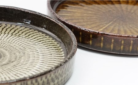 【波佐見焼】Folk Design 黄釉飛びカンナ＆飴釉打ち刷毛 コーヒー碗皿 カップ・ソーサー ペアセット 食器 皿 【玉有】 [IE28] 波佐見焼