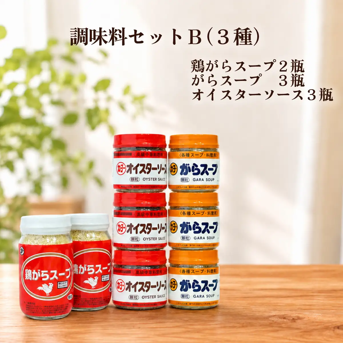 調味料セットB 3種（鶏がらスープ・がらスープ・オイスターソース）