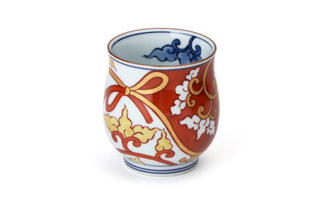 源右衛門窯 色絵結び唐草 組湯呑 食器 唐草 夫婦 湯呑 ペア 湯呑 有田焼 ad043