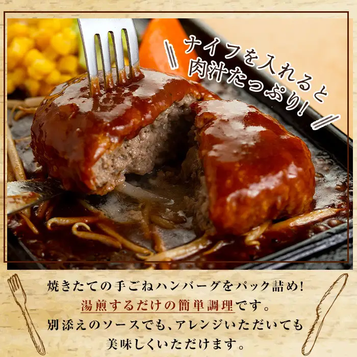No.405 ハンバーグ専門店のふんわりジューシーハンバーグ(約140g×5個・ソース2種付) 国産 九州産 鹿児島県産 牛肉 お肉 ハンバーグ デミグラス 和風 ソース おかず 保存料不使用 着色料不使用 冷凍 冷凍ハンバーグ 温めるだけ 牛肉100％ プチポア【レストラン　プチ・ポア】