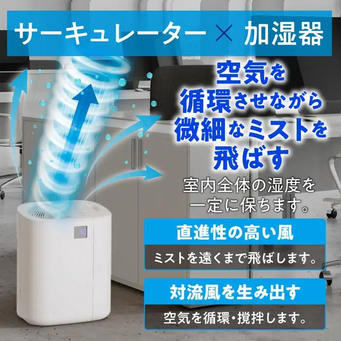 サーキュレーター加湿器 HCK-5520-W ホワイト 加湿器 サーキュレーター 風邪 ハイブリッド式 加熱式 超音波式 おしゃれ スチーム式 大容量 加湿機 空気循環 ウィルス アイリスオーヤマ