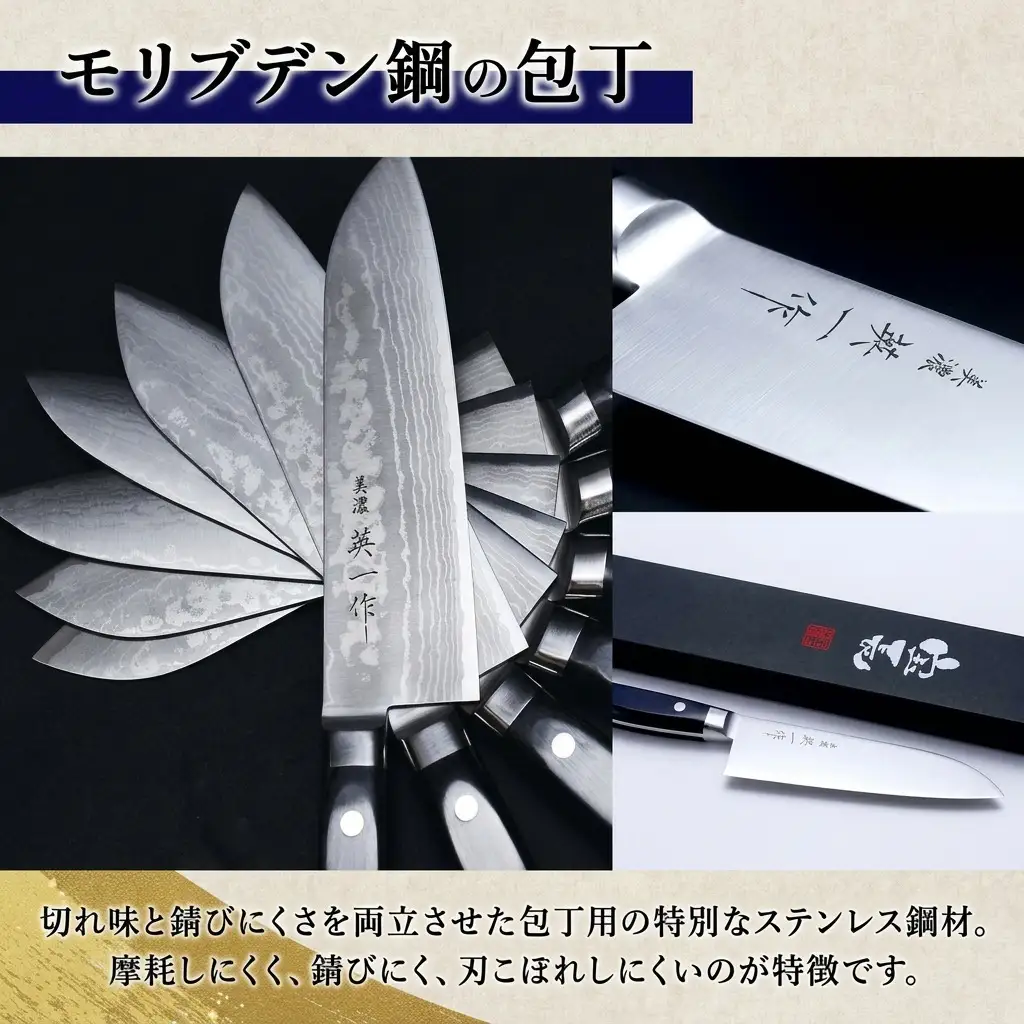 三徳包丁 美濃 英一作 モリブデン鋼VG-1 三徳包丁