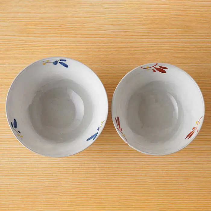 【波佐見焼】唐草小花 茶碗・コップ（青大・赤小）セット 食器 皿 【陶もと】 [PE30]  波佐見焼