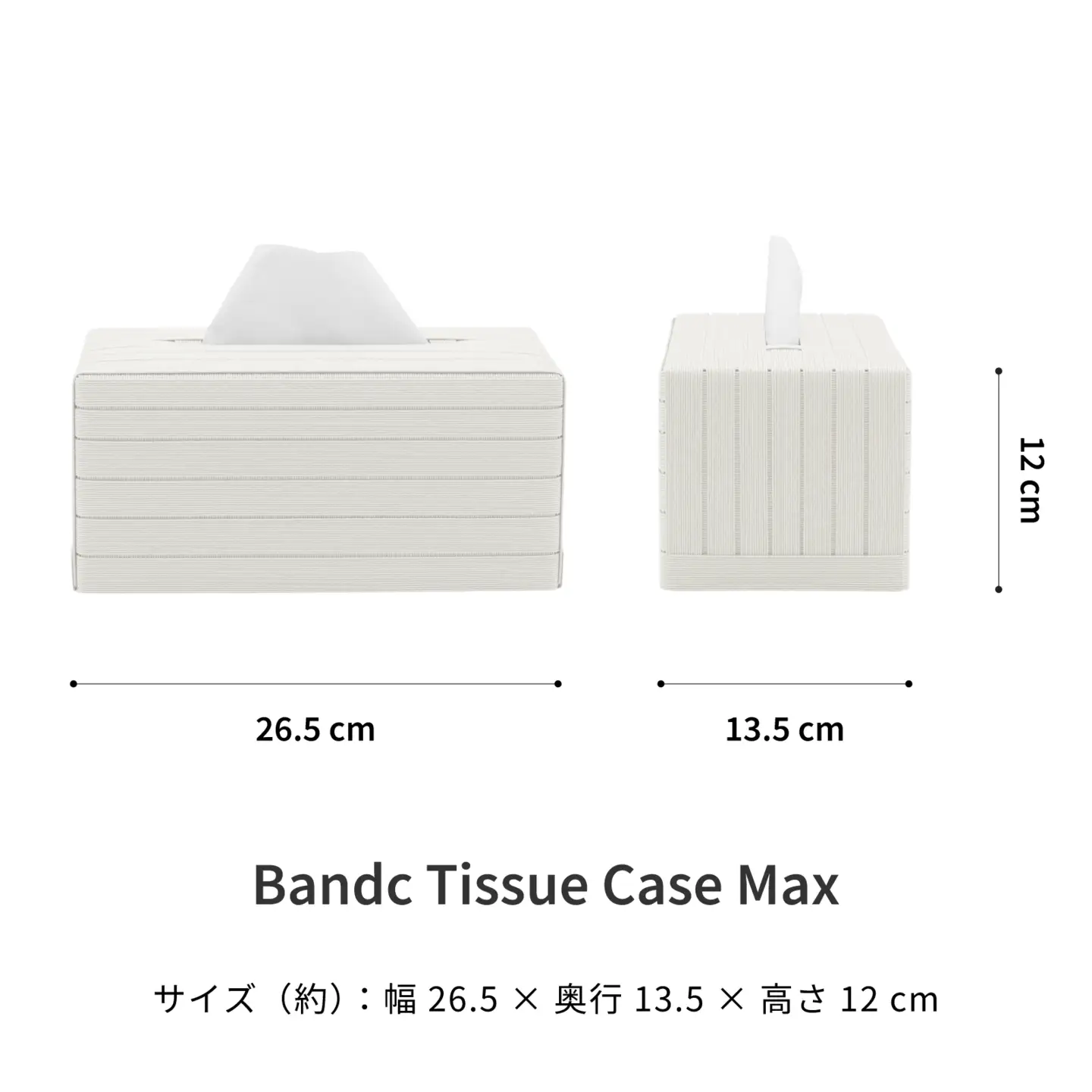 心地よい暮らしをつくる ティッシュケース Max ホワイト 岩手県奥州市産 バンドシー Bandc スコッティ カシミヤ 大人の鼻セレブ に対応 [AR110]