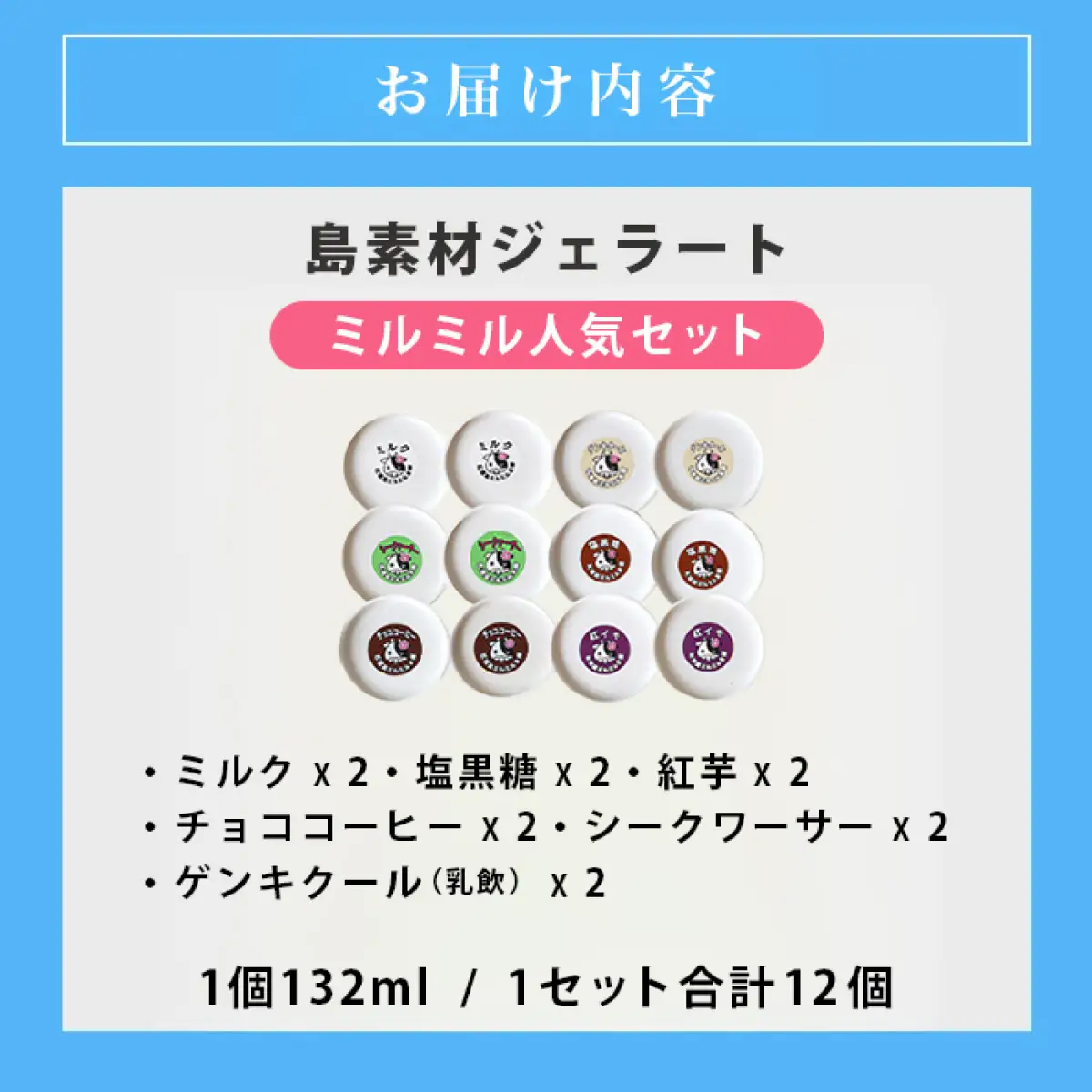 石垣島ミルミル本舗　ミルミル人気ジェラートセット（132ml×12個）
