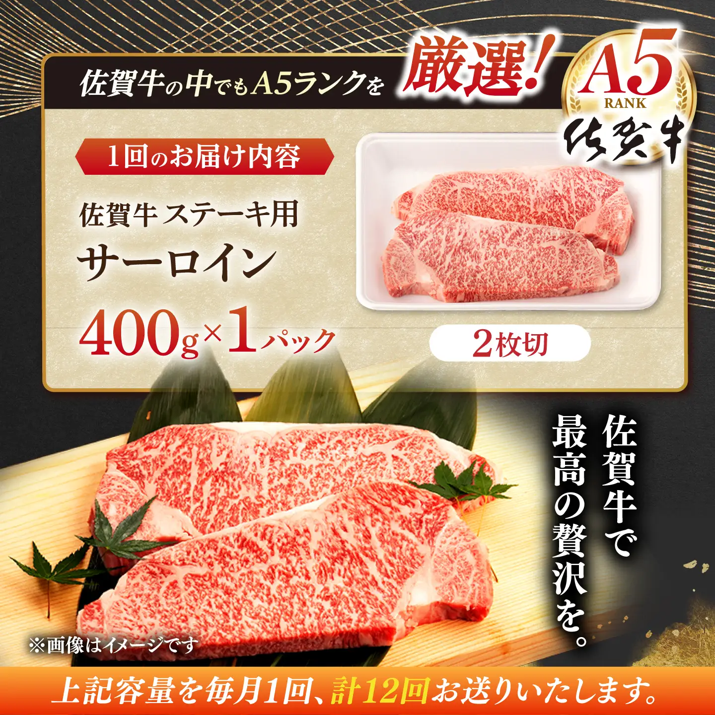 【定期便】 牛肉ステーキ 佐賀牛 A5 総計4.8kg NAB070 牛肉ステーキ 全12回