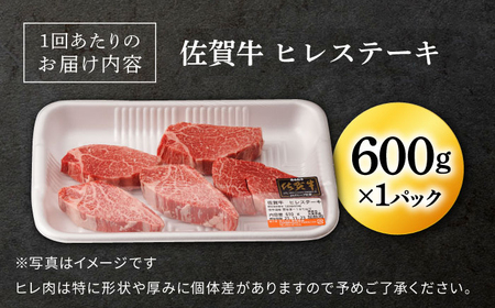 【定期便】 牛肉ヒレステーキ  佐賀牛  総計7.2kg NAB080 牛肉ヒレ フィレ 全12回