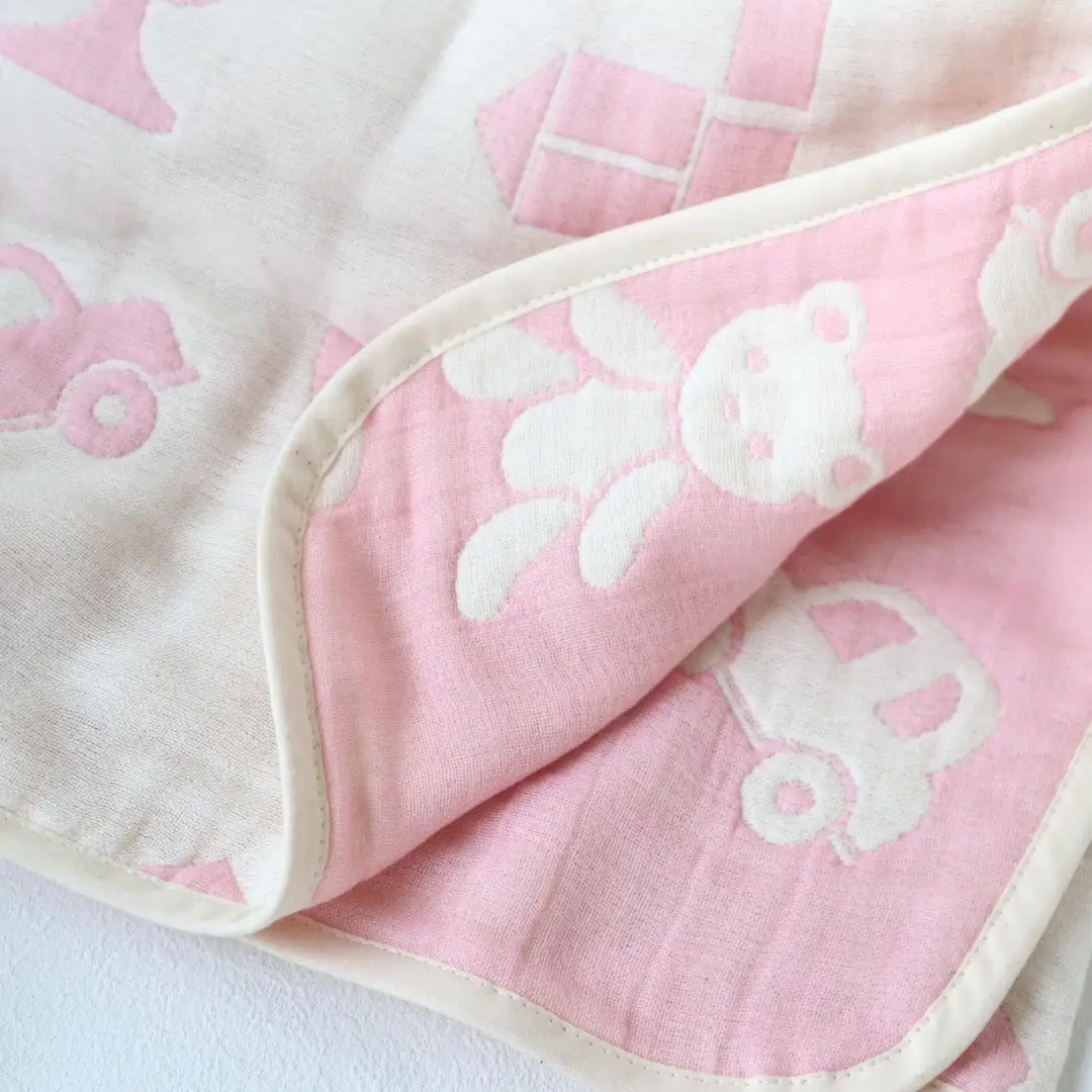【babybear】泉州南部織 6重ガーゼハーフケット（ピンク）