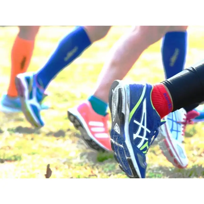 コンプレッション　ハイソックス　23-25cm　パープル／RunNext　スポーツ用　靴下　トレーニング　ランニング　デスクワーク　ドライブ　奈良県　葛城市【next014】