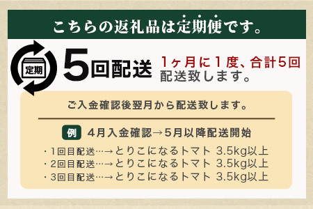 【5回定期便】【先行受付】2026年12月下旬より順次発送予定｜とりこになるトマト 3.5kg以上｜トマト 野菜 農家直送 ギフト 人気｜佐賀県鹿島市｜たにぐちファーム Ricotomato（リコトマト）～とりこになるトマト～  D-161