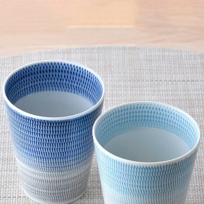 【波佐見焼】色染め流し フリーカップ （大） 青・トルコ 食器 皿 【一真窯】 [BB59]  波佐見焼
