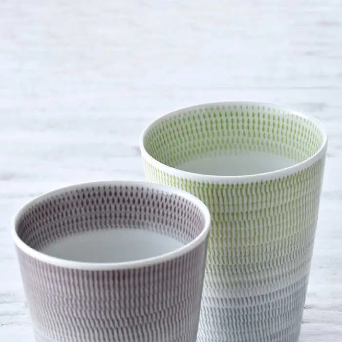 【波佐見焼】色染め流し フリーカップ （大） パープル・グリーン 食器 皿 【一真窯】 [BB60]  波佐見焼