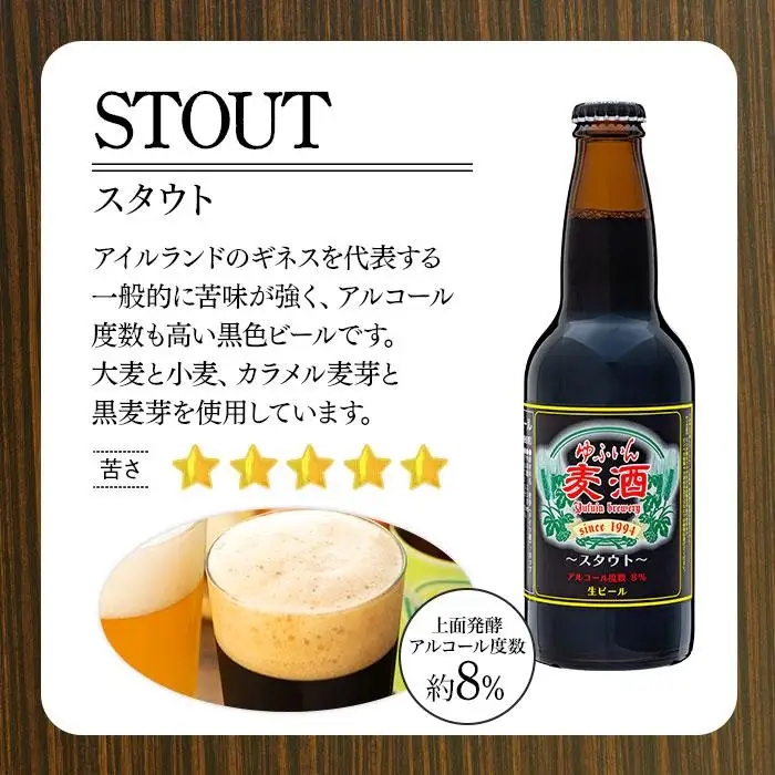 ゆふいんビール　スタウト（黒ビール）　330ml×20本