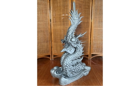置物 瓦細工師手作り俱利伽羅龍いぶし粘土 置物