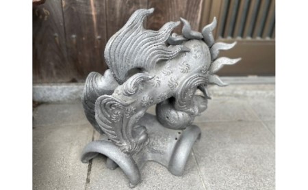 置物 瓦細工師手作り玉乗り唐獅子神獣 置物