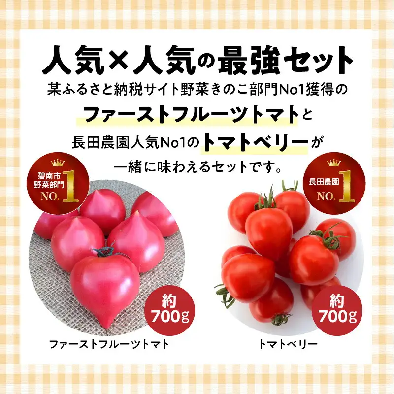 【2027年発送】【人気No.1セット】ファンにならずにいられない ファーストトマト＆トマトベリー 計1.4kｇ（3月～5月で発送） H004-197