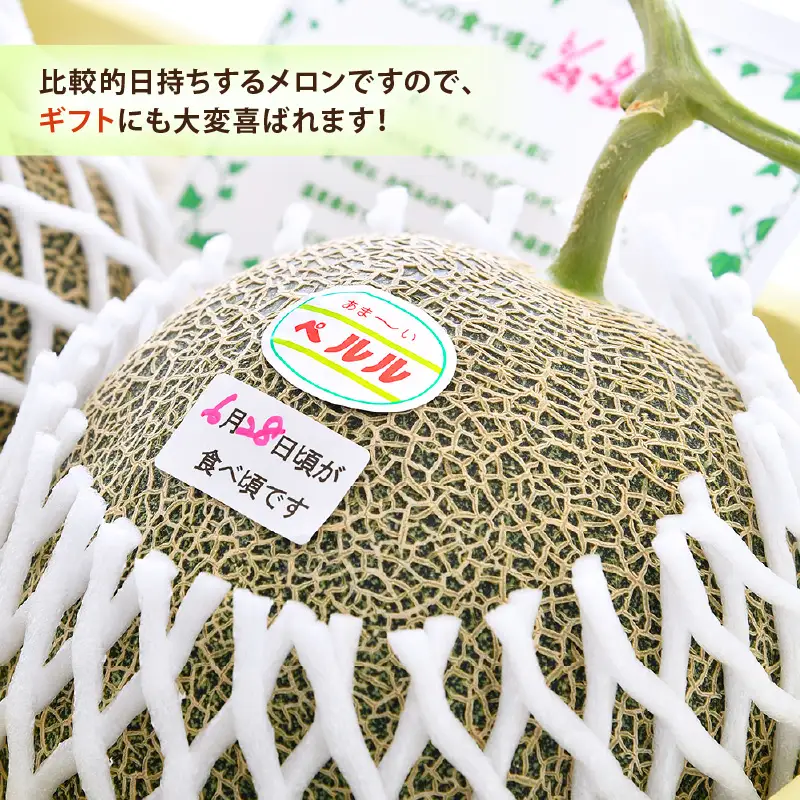 【先行予約】ペルルメロン 3L 2玉入（1.7kg以上×2玉）糖度16度以上！／ 1株1果 大玉 青肉 メロン 果物 フルーツ ギフト 農家直送 ※2027年6月下旬より順次発送 [aw045-a003]