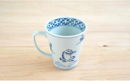 有田焼 染付鳥獣戯画 弓マグカップ よう楽庵・たかす df003 