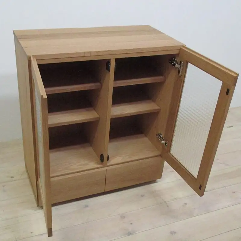 【大川家具】無垢材 キャビネット サイドキャビネット サイドボード 本棚 収納家具 収納キャビネット 凛 幅750 ホワイトオーク 扉付き収納 可動棚 天然木 北欧 国産 完成品 高級感【設置付き】