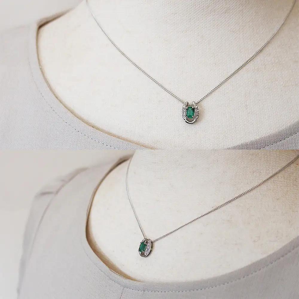 エメラルド ペンダント 0.5ct 0.5カラット PT100 プラチナ100 馬蹄 Ag900（24118） [山梨 ペンダント ネックレス エメラルド プラチナ ジュエリー ダイヤモンド ] 山梨県 甲斐市 BR-49