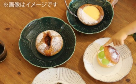 輪花皿グリーン大1点 NAT017  やきもの 食器