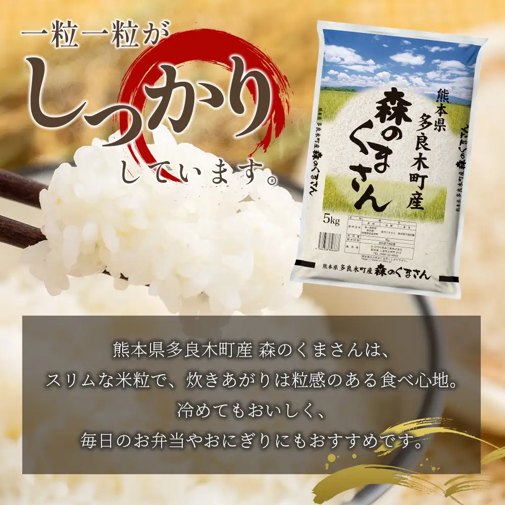 お米 令和7年産 熊本県 多良木町産 森のくまさん 5kg  【 米 おこめ 熊本県産 球磨産 うるち米 おいしいご飯 ライス 美味しいお米 精米 白米 美味しいお米 新米 】053-0672