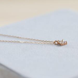 【K10ピンクゴールドダイヤモンドネックレス】大人気 ダイヤモンド0.132ct 可愛い4枚花びら 長さ40cm KN01001D / 金 ゴールド ダイヤ ジュエリー アクセサリー ギフト プレゼント レディース シンプル 定番 ネックレス