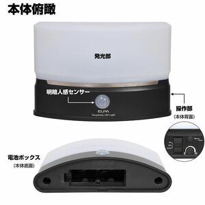 もてなしライトスリム形 電球色・白色 人感センサー 電池式 HLH-2201