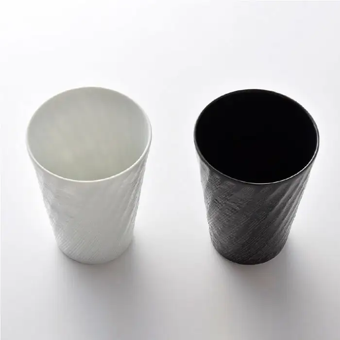 【波佐見焼】砂紋シリーズ 白黒マット 角皿 フリーカップ 朝食セット 食器 皿 【一真陶苑】 [BB41]  波佐見焼