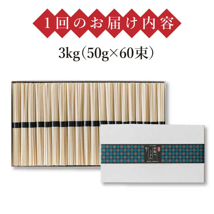 【 定期便 6回】手延べ うどん 3kg （50g×60束）  / 島原手延べ うどん ウドン 饂飩 乾麺 麺 / 南島原市 / 池田製麺工房 [SDA035]