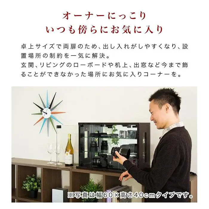 卓上コレクションケース 横型 ダークブラウン AKU100661302