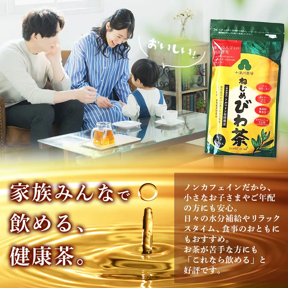 【スピード発送】鹿児島県産 ねじめびわ茶 ティーバッグ（24包入×3袋）ノンカフェイン 十津川農場 TO-502-NP｜鹿児島県 南大隅町