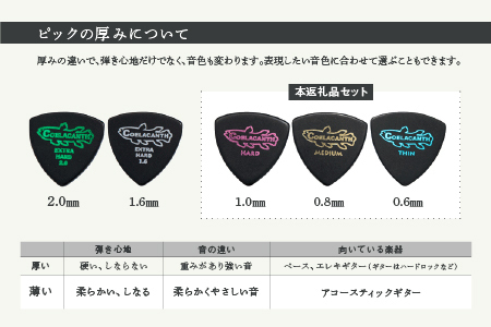 笑暮屋 エボナイト製ギターピック『シーラカンス』0.6mm-1mmセット（三角型）【007-009】