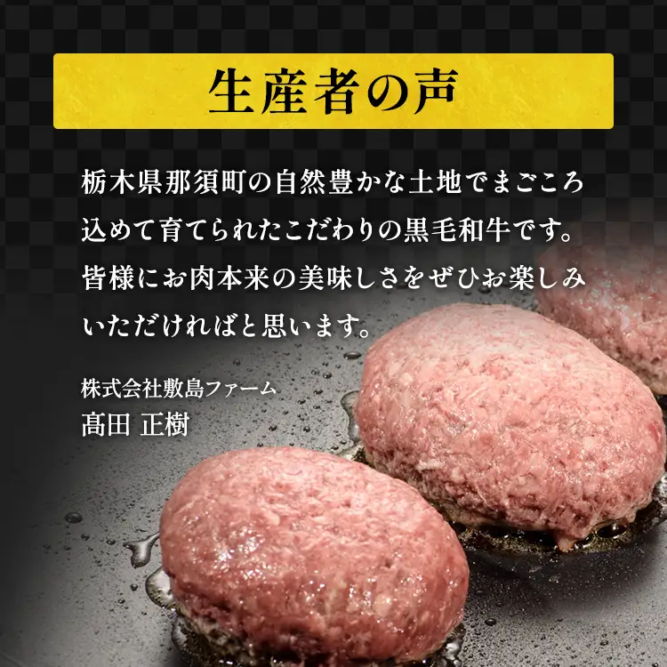 那須高原 敷島和牛手作りハンバーグ（150g×5個）計750g 小分け ハンバーグ 肉 お肉 牛肉 国産 黒毛和牛 冷凍 栃木県 那須町《敷島ファーム》〔B-82〕※着日指定不可　 ※北海道・沖縄・離島への配送不可