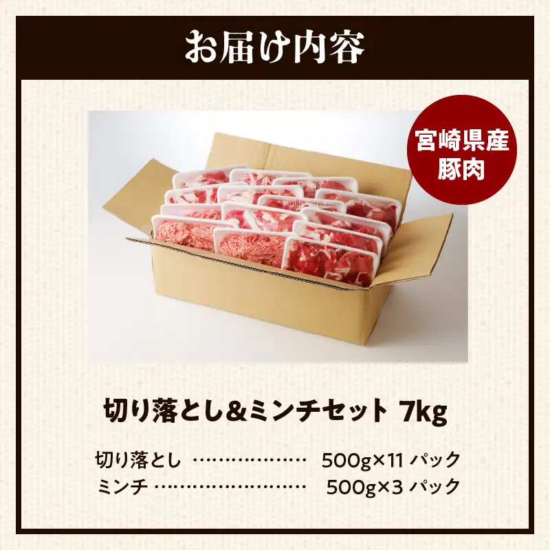 豚肉 切り落とし 豚肉[宮崎県産 ミンチ セット 7kg 500g×14P]
