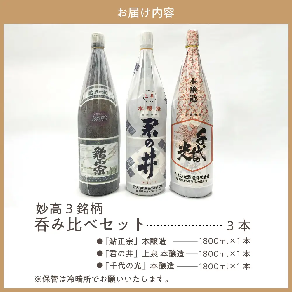 新潟県妙高3銘柄呑み比べセット(1800ml×3本) ご当地 地酒 飲み比べ 詰め合わせ