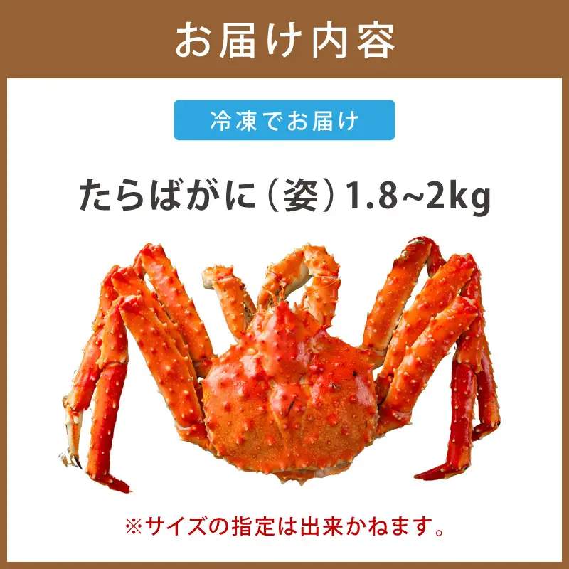 【予約：2026年12月から順次発送】オホーツク産 たらばがに 姿 1.8kg～2.0kg 冷凍 ( たらば タラバ カニ かに 蟹 魚介類 海鮮 北海道 旨味 一尾 )【114-0090】