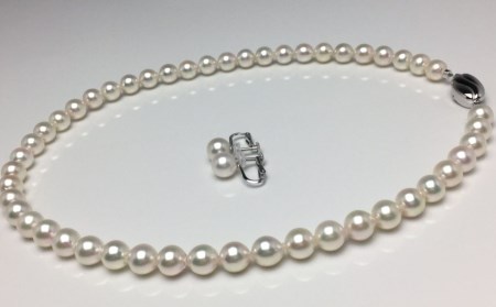 真珠 ネックレス ピアス セット パール 7.5～8.0 ミリ 三重県 伊勢志摩 志摩 アクセサリー ギフト プレゼント お祝い 母の日 入学式 卒業式 結婚式 冠婚葬祭 成人祝い 結婚祝い / 老舗の 真珠 専門店・ 高品質 アコヤ真珠 ネックレス セット 7.5～8.0ミリ （ イヤリング セット ）