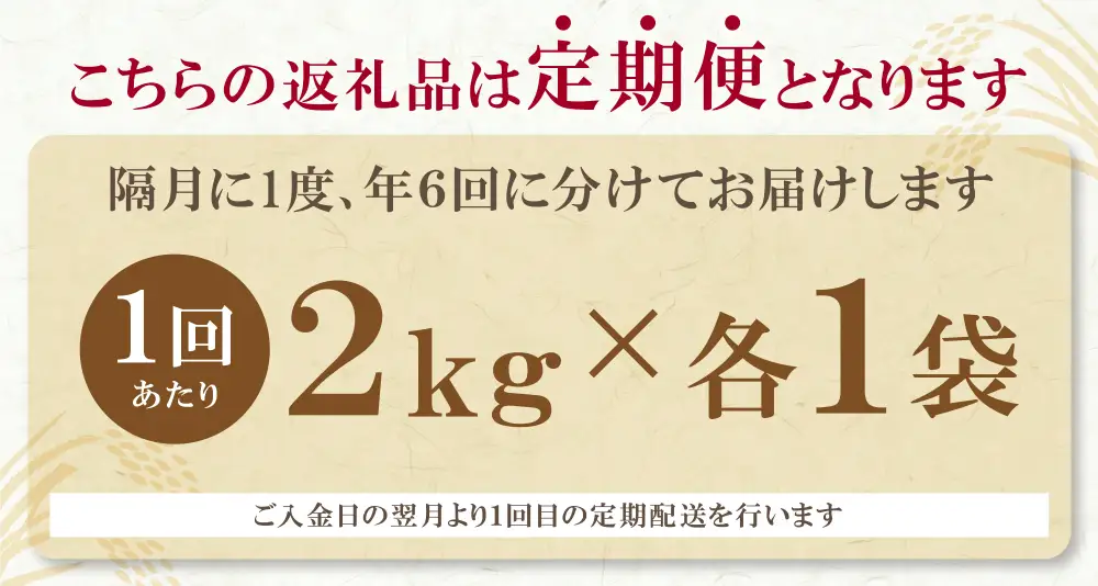 Z17-85 研ぐお米福岡県産米3品種セット6kg 定期便(隔月・年6回)
