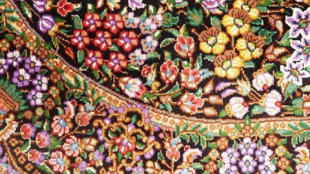 【限定1品】 絨毯 シルク100％ 手織り ラグマット カーペット／ 高級 玄関マットサイズ 89×57cm 高品質 じゅうたん ラグ  （FS-2113) 