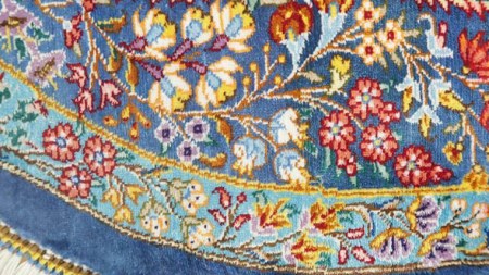 【限定1品】 絨毯 シルク100％ 手織り ラグマット カーペット／ 高級 玄関マットサイズ 89×61cm 高品質 じゅうたん ラグ （FS-2114) 