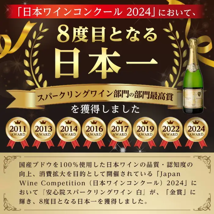 安心院スパークリングワイン 白(計1.5L・750ml×2本)酒 お酒 ワイン 白ワイン スパークリングワイン ぶどう 葡萄【107302602】【時枝酒店】