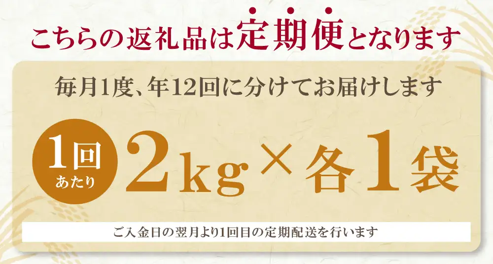 Z17-89 無洗米 福岡県産3種セット6kg定期便(毎月・年12回)
