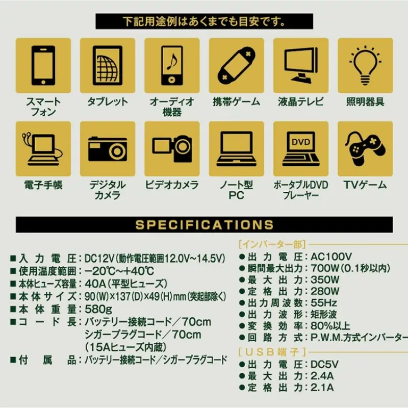 カー用品 セルスター DC/ACインバーター PI-350/12V【cell0001】