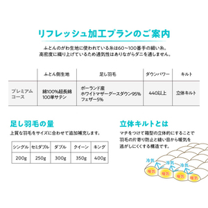  【甲州羽毛ふとん】プレミアム羽毛リフレッシュサービス（クイーンサイズ） 寝具 布団 ふとん 羽毛布団 掛けふとん リフレッシュ クイーン