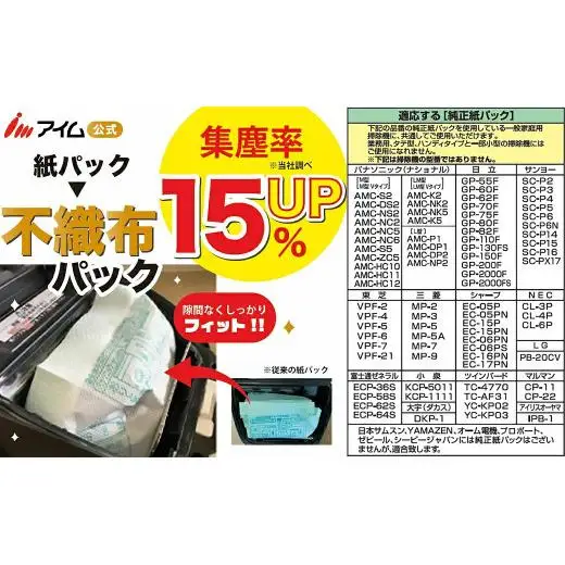 アイム 掃除機パック 各社共通タイプ10枚入り 12袋