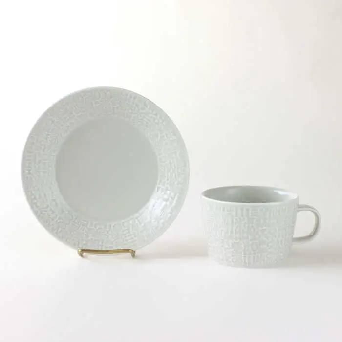【波佐見焼】PATTERNED PLATE,MUG  セット morning mist 【BIRDS' WORDS】[CF035] 波佐見焼