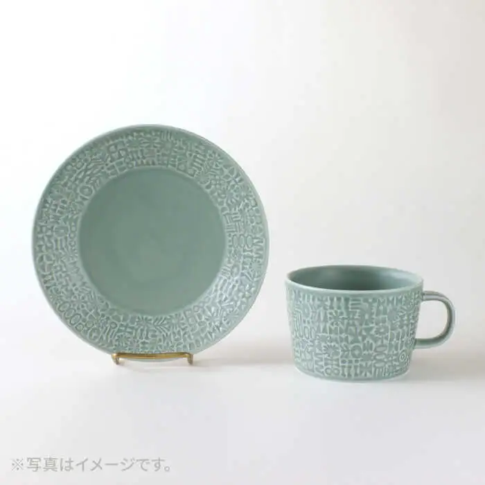 【波佐見焼】PATTERNED PLATE,MUG  セット squall gray 【BIRDS' WORDS】[CF040] 波佐見焼